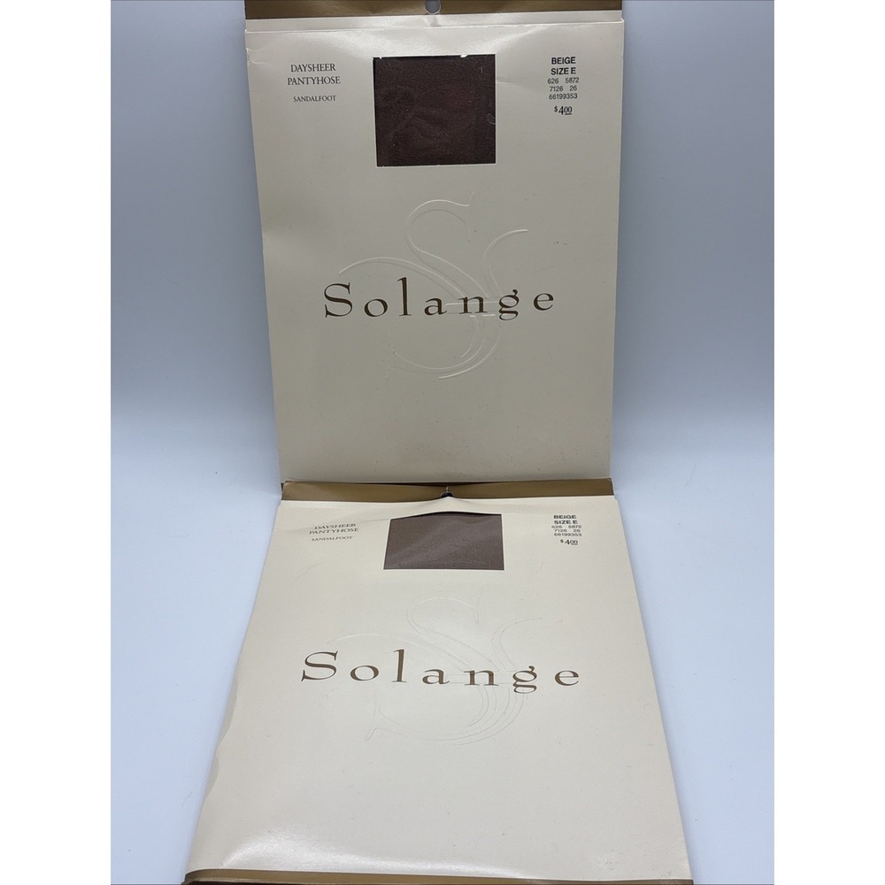 Solange Sandalfoot Vintage Day Sheer Pantyhose Beige Size E Lot Of 2 New